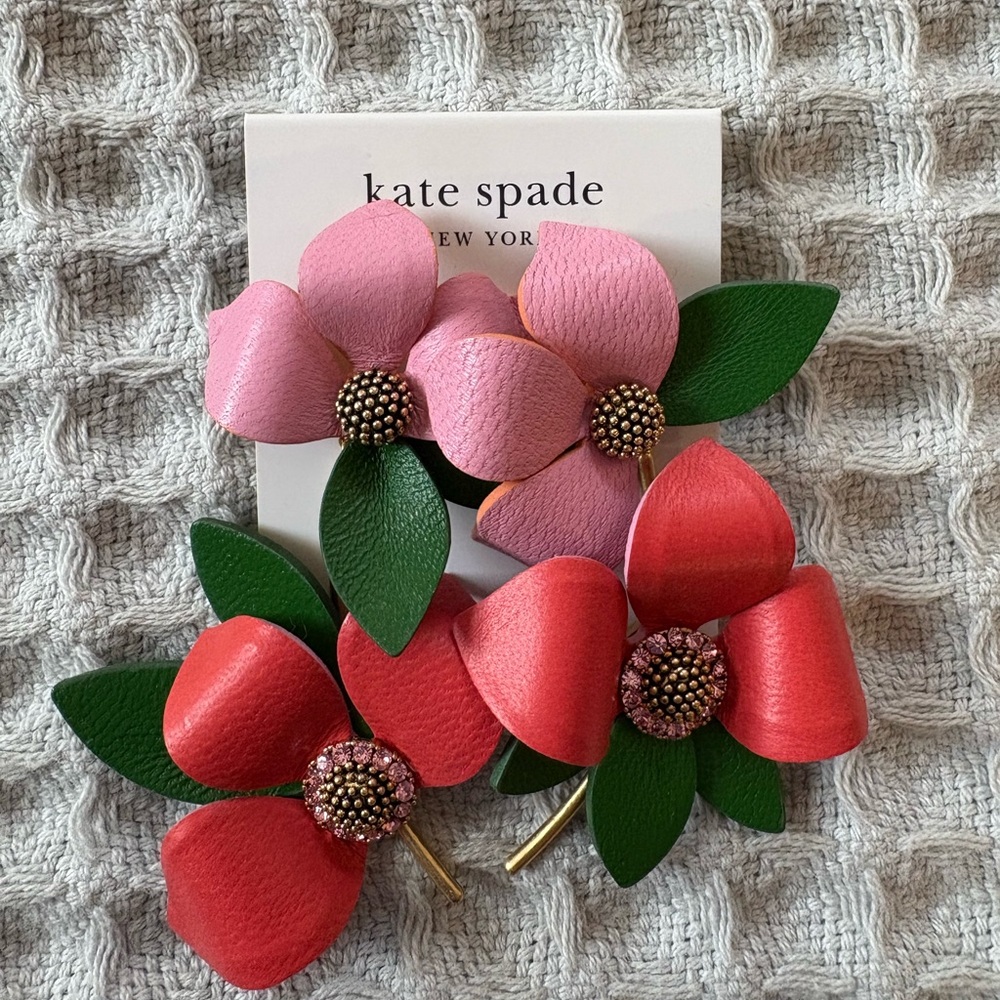 Kate Spade Pink and Red Flower Earrings
